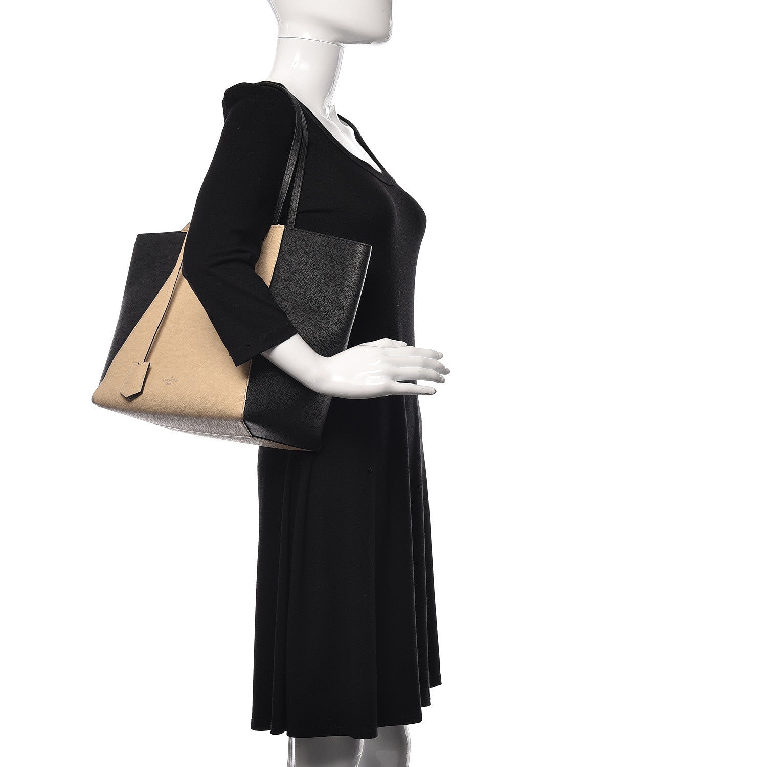 Louis Vuitton Calfskin Lockme Cabas Vanille Black 2 of 13