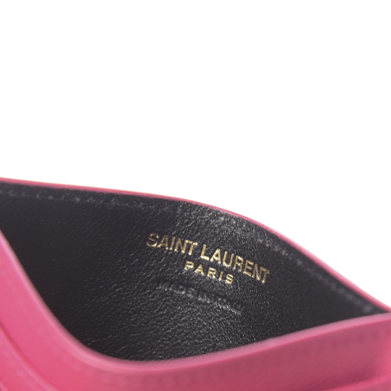Saint Laurent Grain De Poudre Matelasse Chevron Monogram Credit Card Case Rose Clair 6 of 7