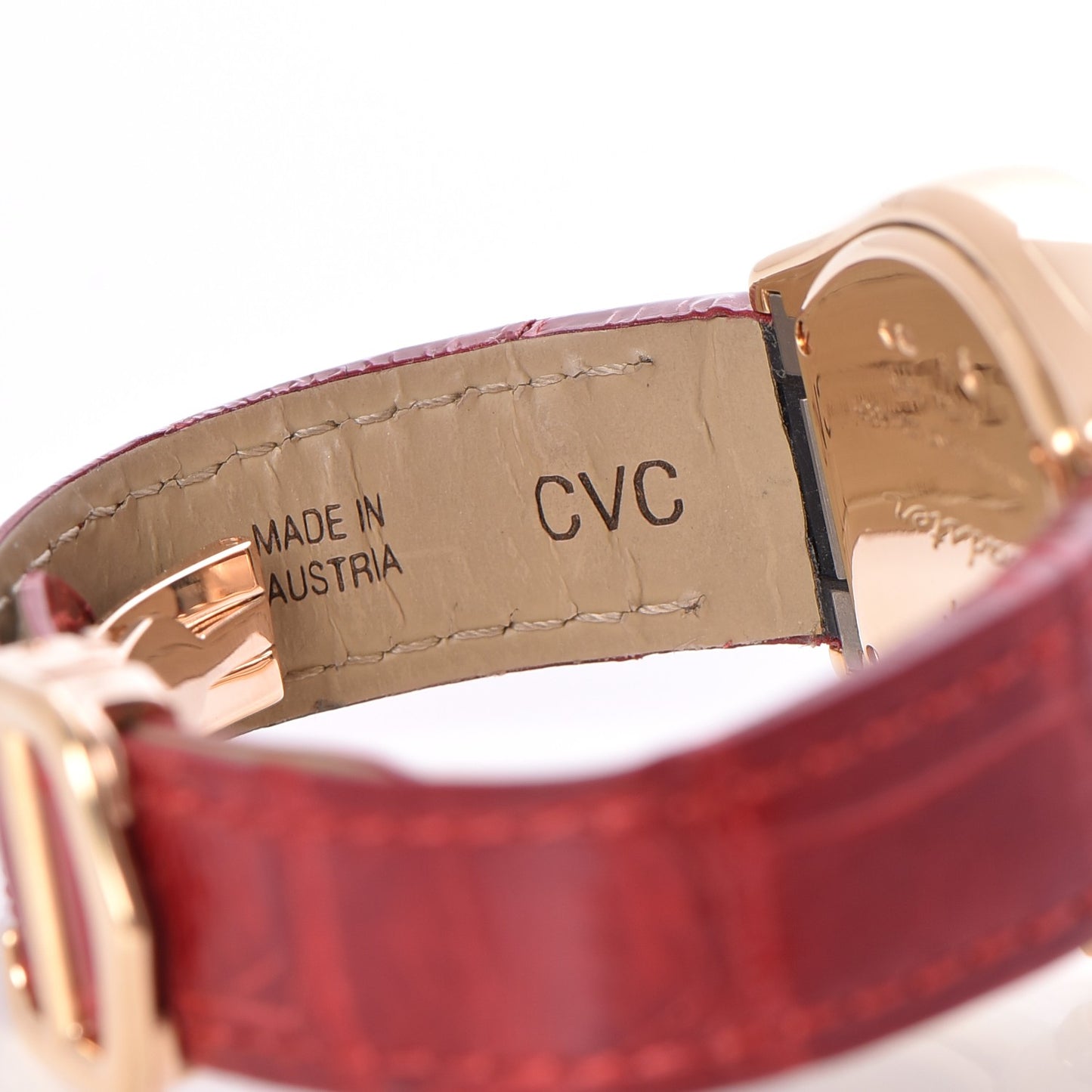 18K Gold Alligator Small Roadster Quartz Watch Red