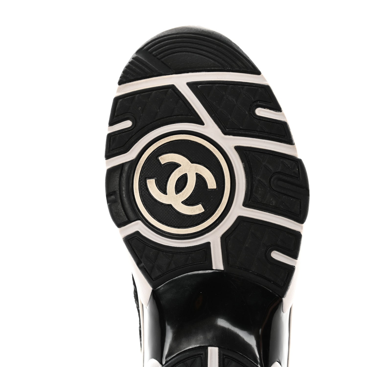 Chanel Nylon Suede Calfskin Printed CC Sneakers 38.5 White Black 8 of 9