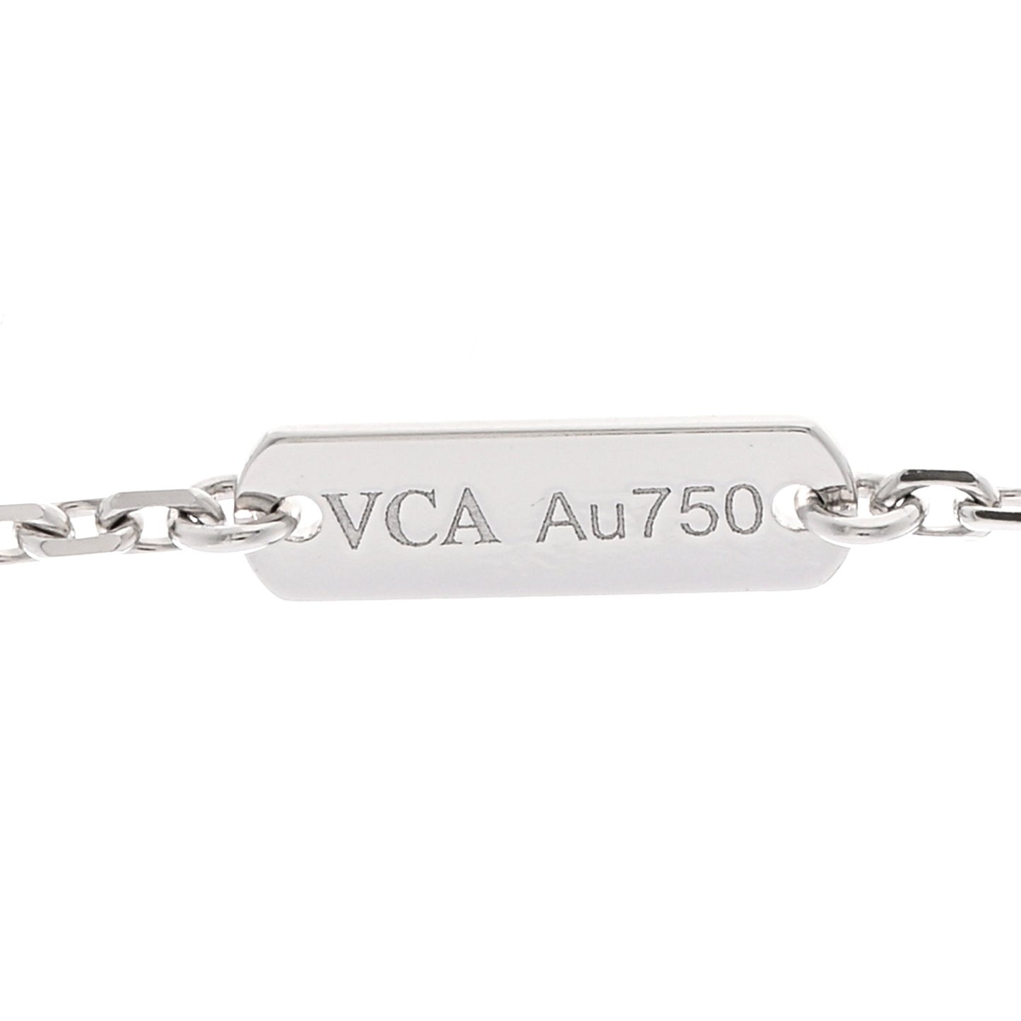 18K White Gold Mother Of Pearl Vintage Alhambra Pendant Necklace