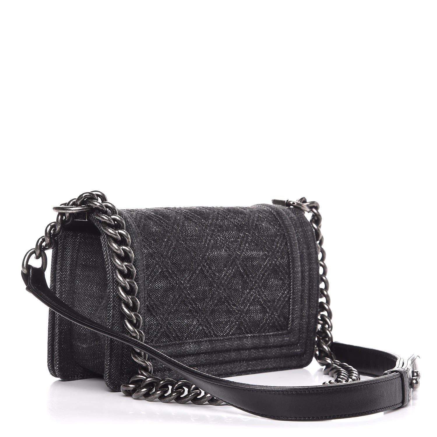 Chanel Denim Quilted Small Boy Flap Black 3 of 7