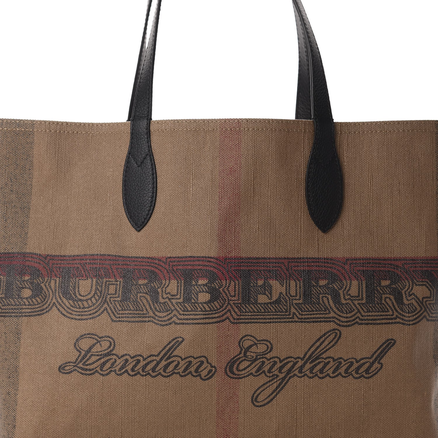 Burberry Coated Canvas Mega Check Medium Doodle Tote Black 9 of 9
