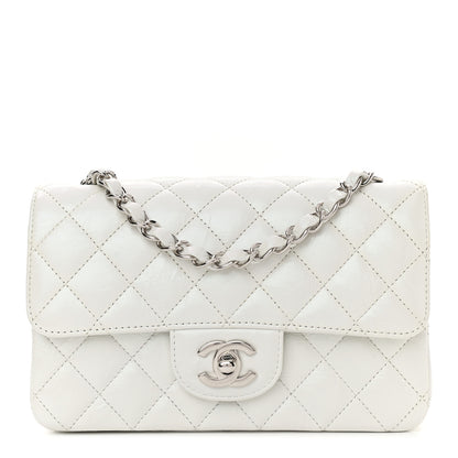 Chanel Iridescent Crumpled Calfskin Quilted Mini Rectangular Flap White 1 of 12