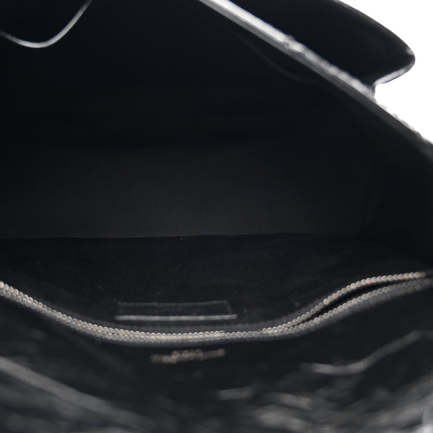 Crinkled Calfskin Matelasse Monogram Medium Niki Chain Satchel Black