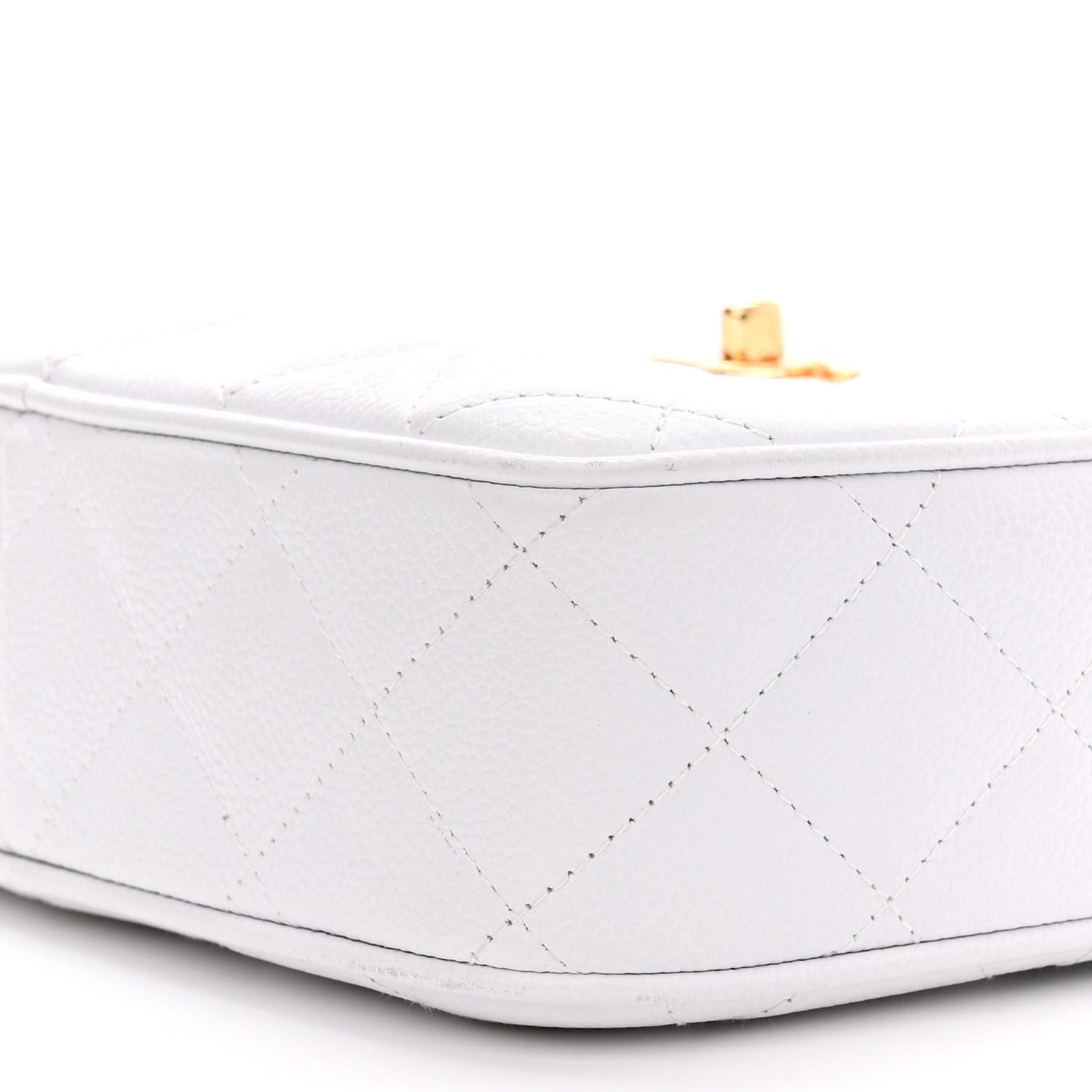 Caviar Quilted Camera Case White