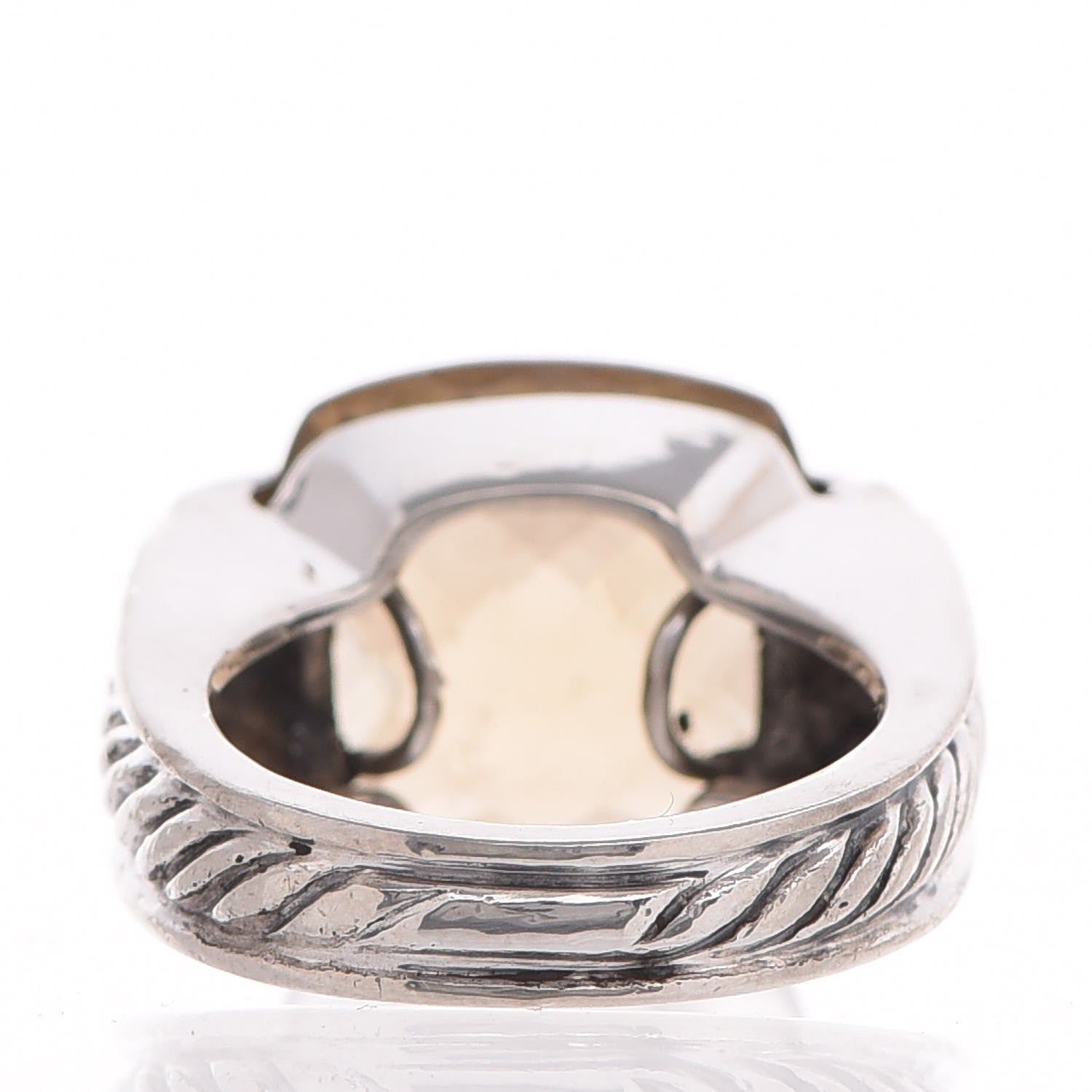 David Yurman Sterling Silver Diamond Smoky Quartz 15mm Deco Ring 49 4.75 4 of 6