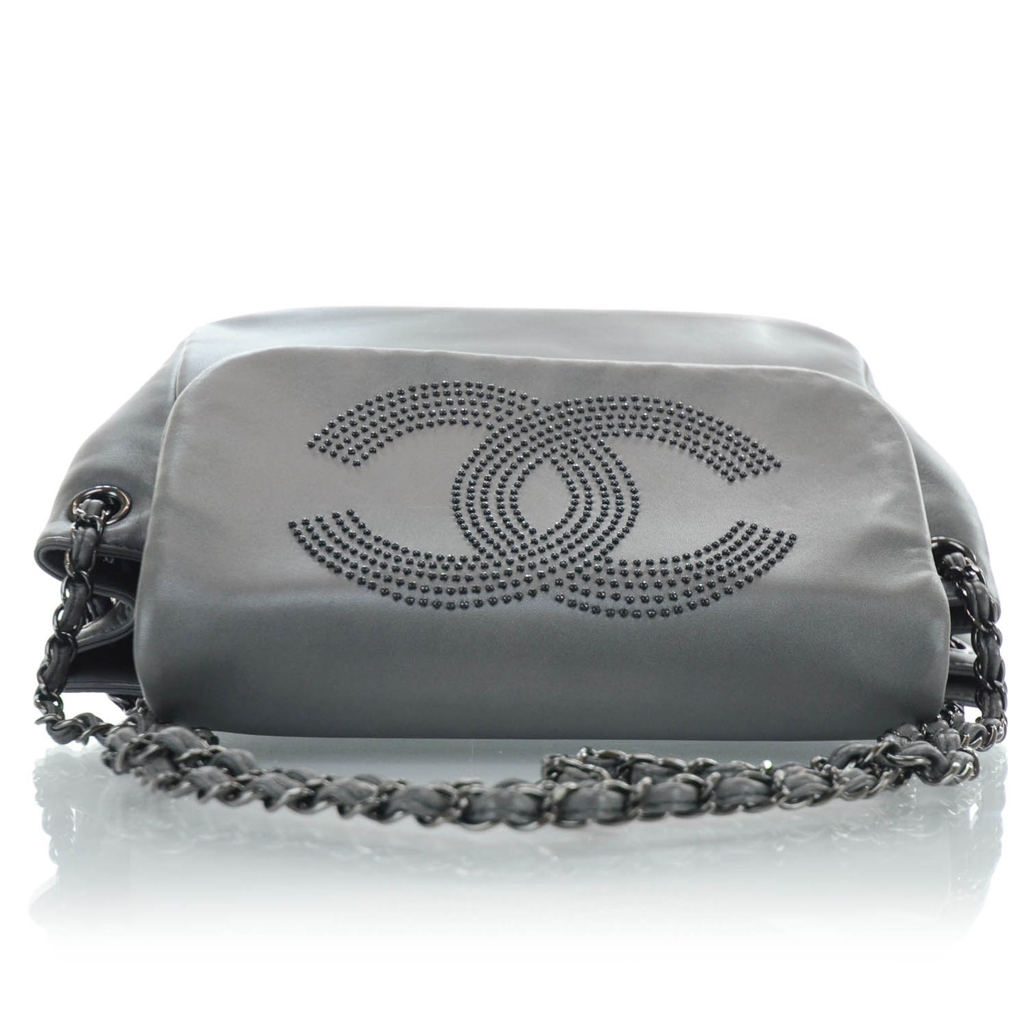 Lambskin Studded Flap Gray