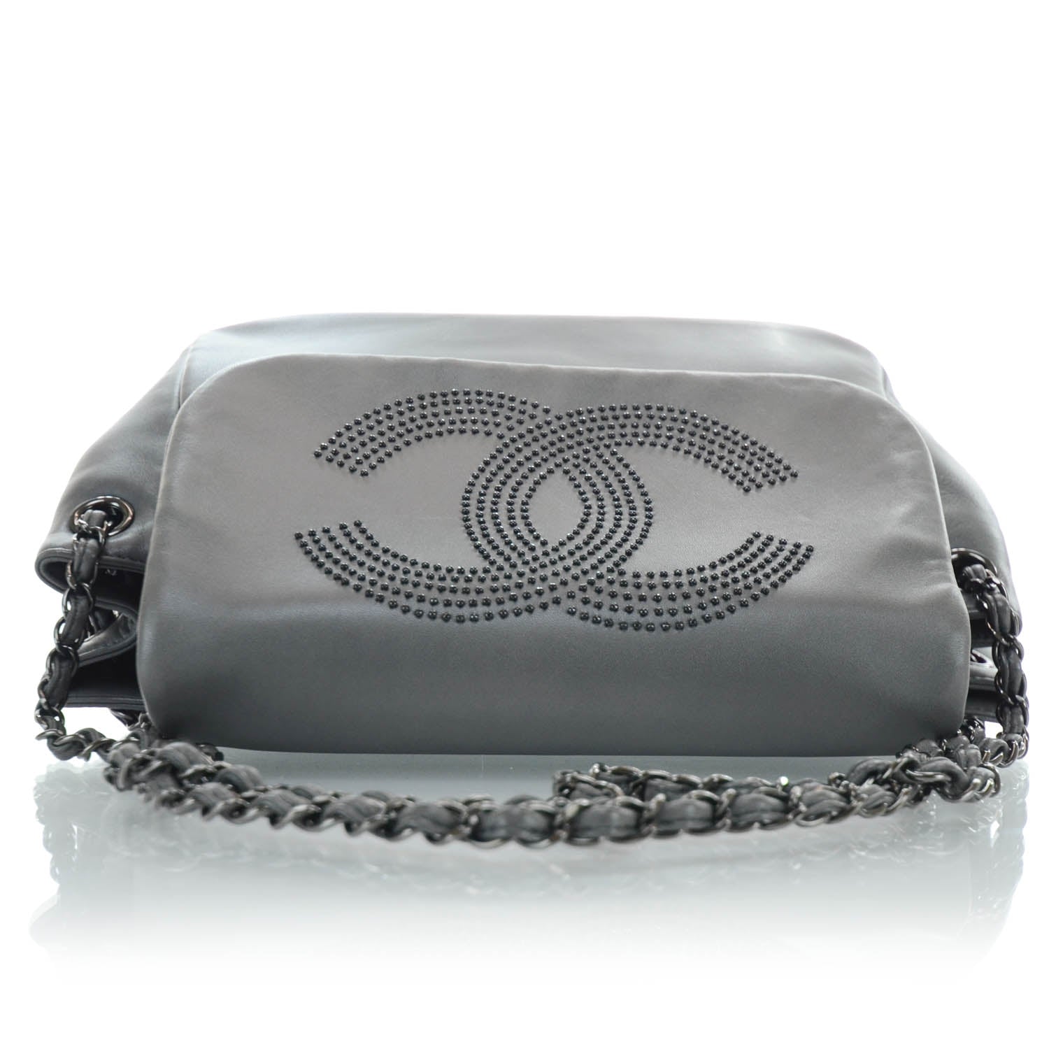 Chanel Lambskin Studded Flap Gray 5 of 10