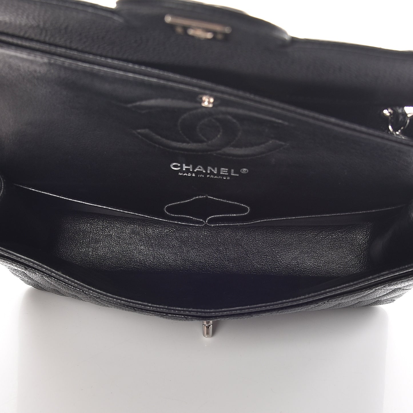 Caviar Quilted Medium Double Flap Black
