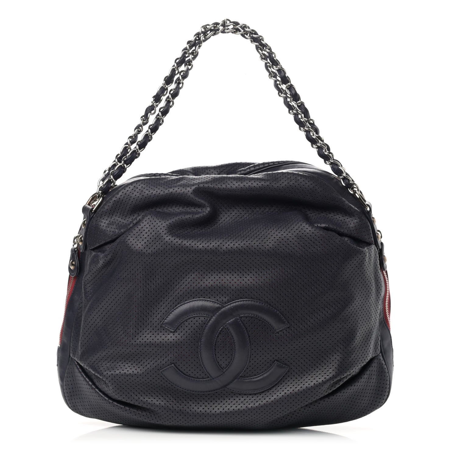Chanel Lambskin Perforated Baseball Spirit Ligne Bag Navy 1 of 15