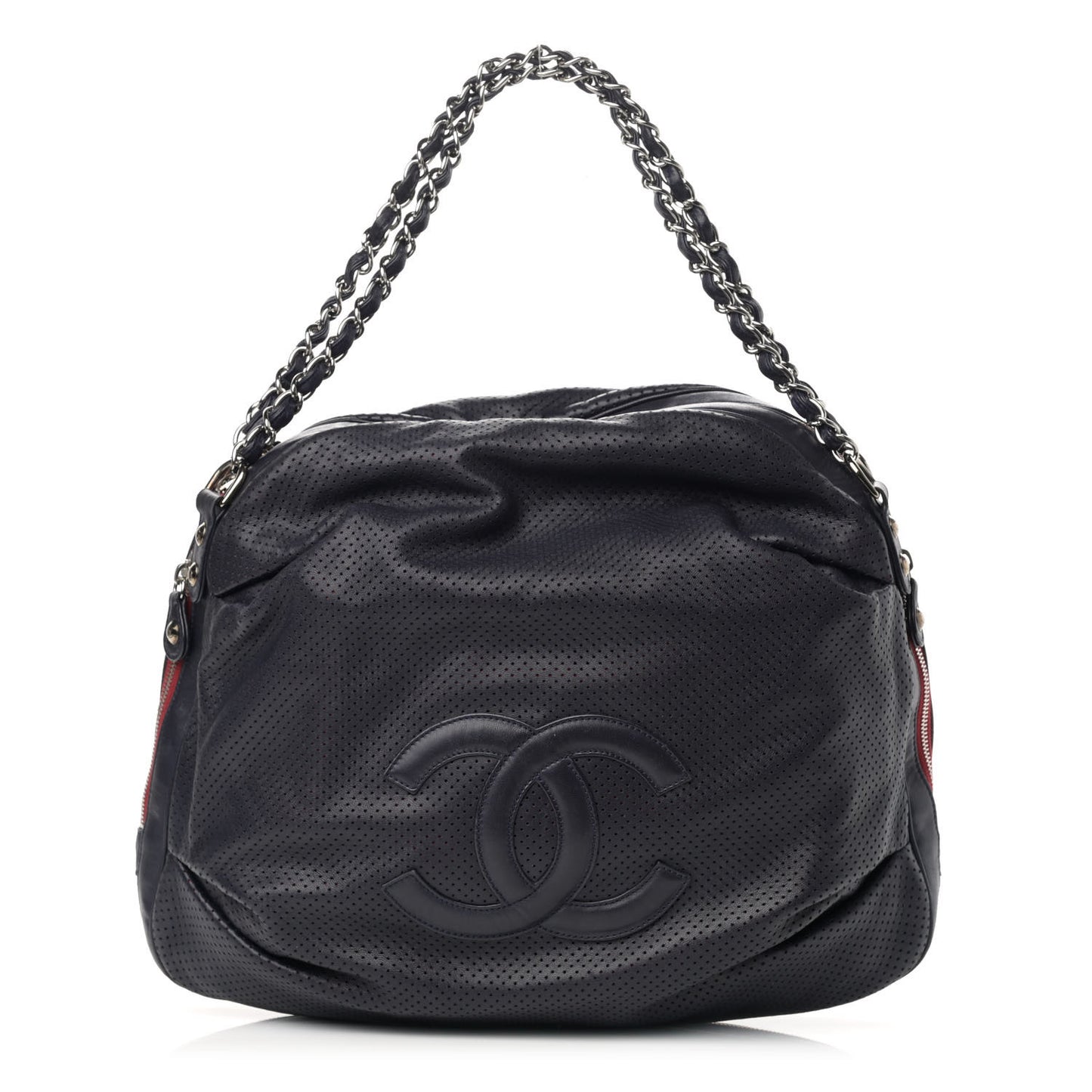Lambskin Perforated Baseball Spirit Ligne Bag Navy