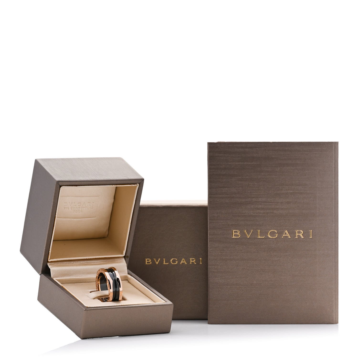 Bulgari 18K Rose Gold Black Ceramic B.Zero1 Two-Band Ring 56 7.5 6 of 6