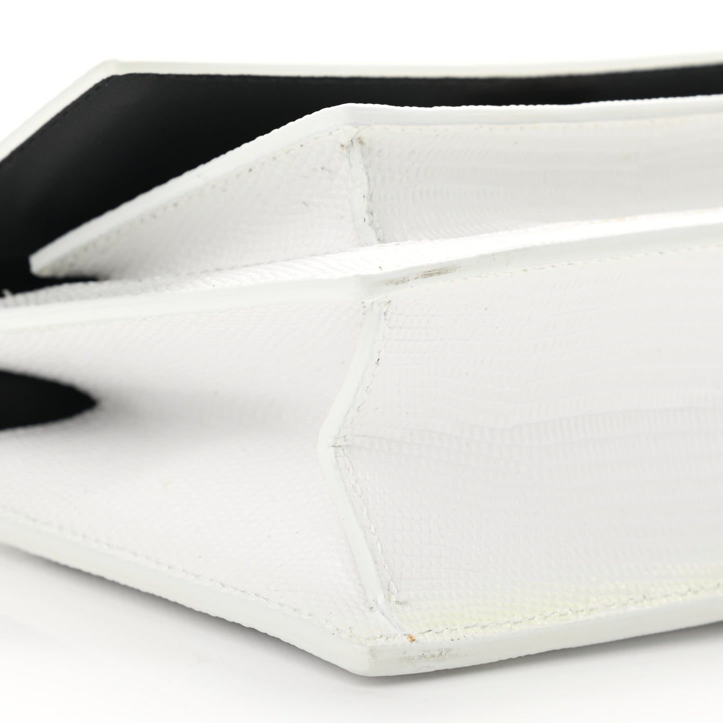 Patent Calfskin Lizard Embossed XS Sharp Top Handle Bag White