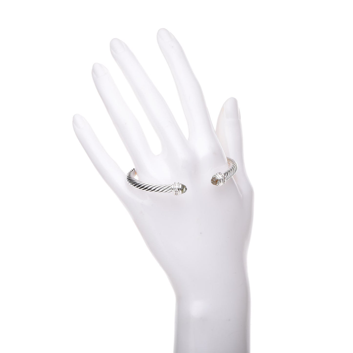 Sterling Silver Diamond Prasiolite 5mm Cable Classics Bracelet