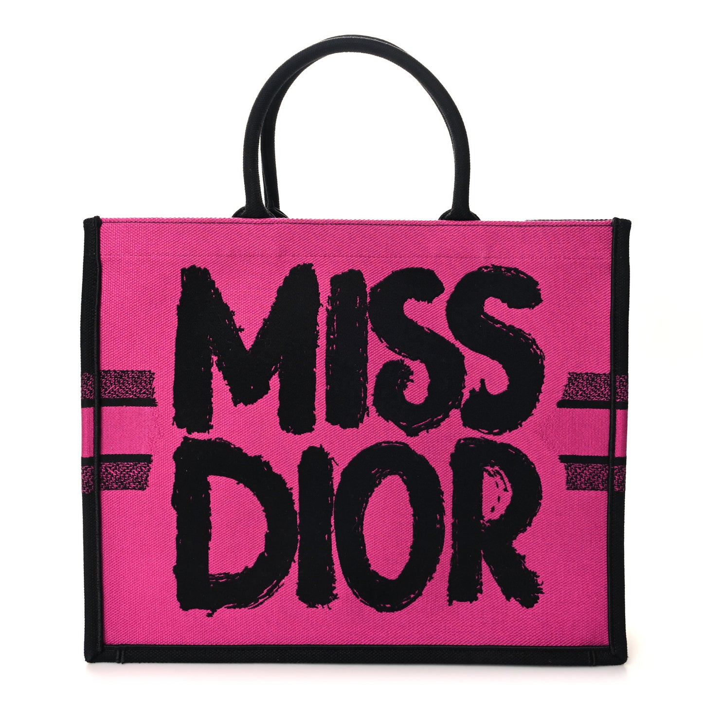 Canvas Embroidered Large Miss Dior Graffiti Book Tote Fuchsia Purple