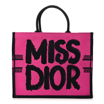 Christian Dior Canvas Embroidered Large Miss Dior Graffiti Book Tote Fuchsia Purple 1 of 12