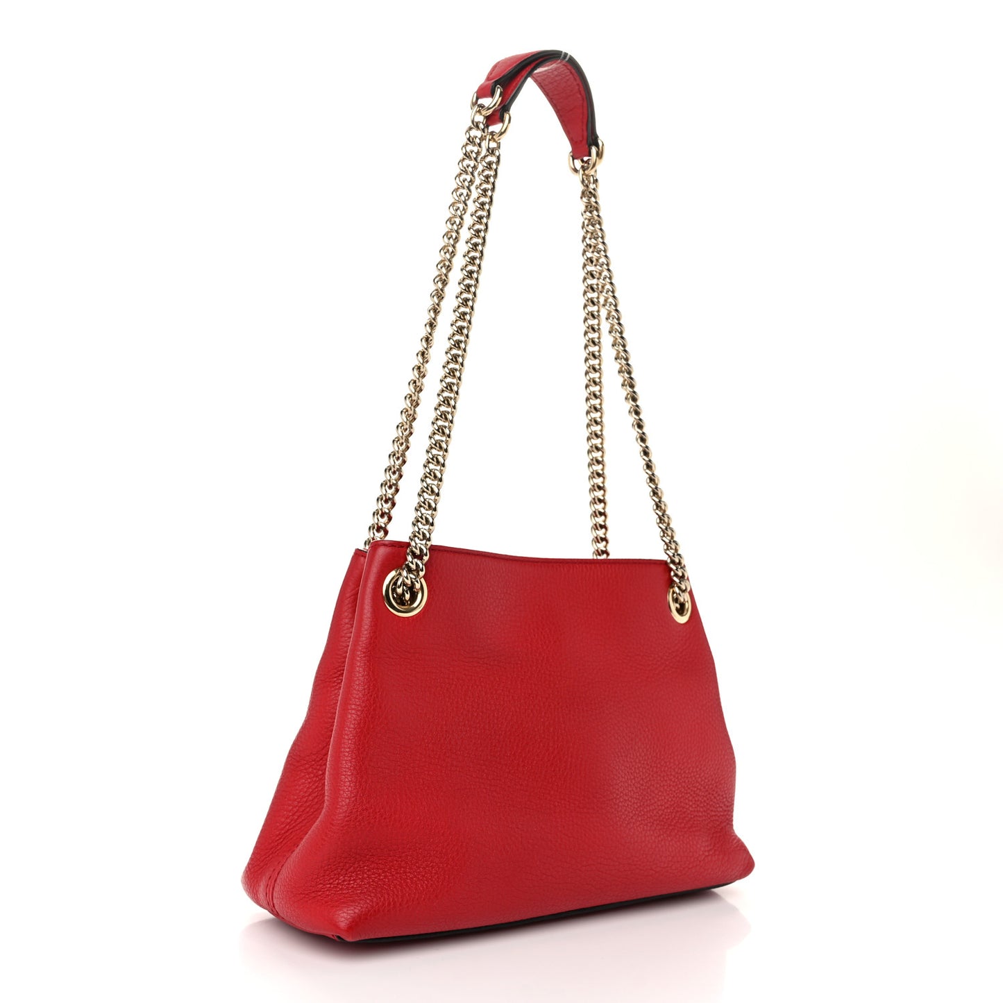 Pebbled Calfskin Small Soho Chain Shoulder Bag Tabasco Red
