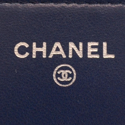 Chanel Lambskin Wallet On Chain WOC Navy 5 of 9