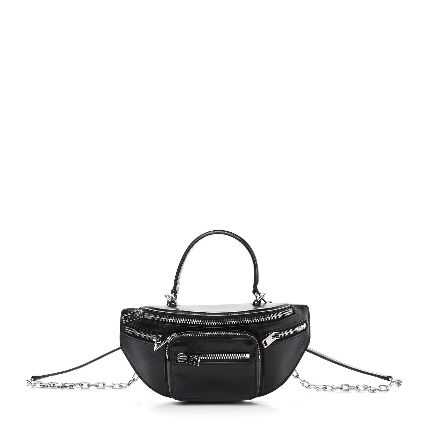Calfskin Mini Attica Top Handle Belt Bag Black