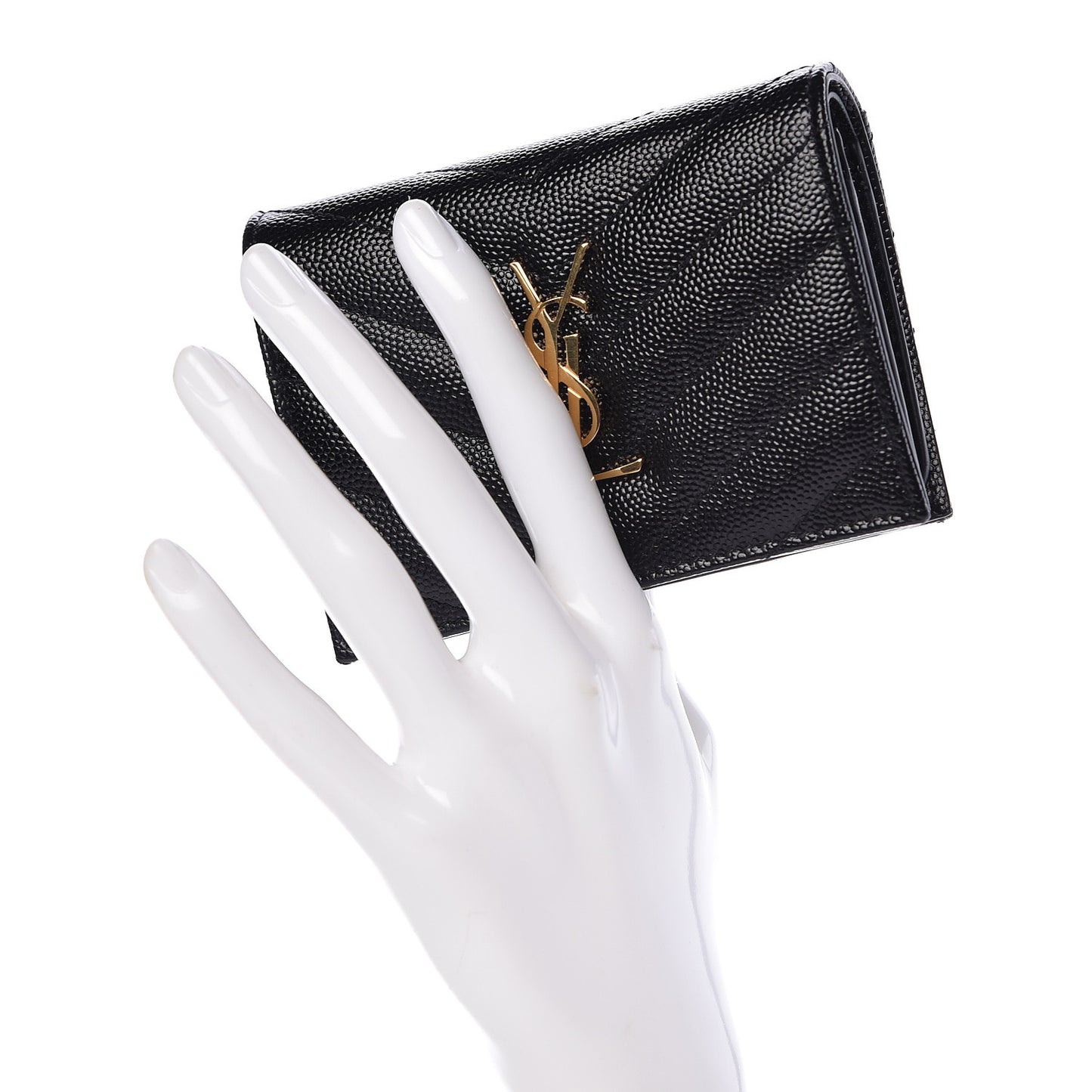 Grain De Poudre Matelasse Chevron Monogram Card Case Black