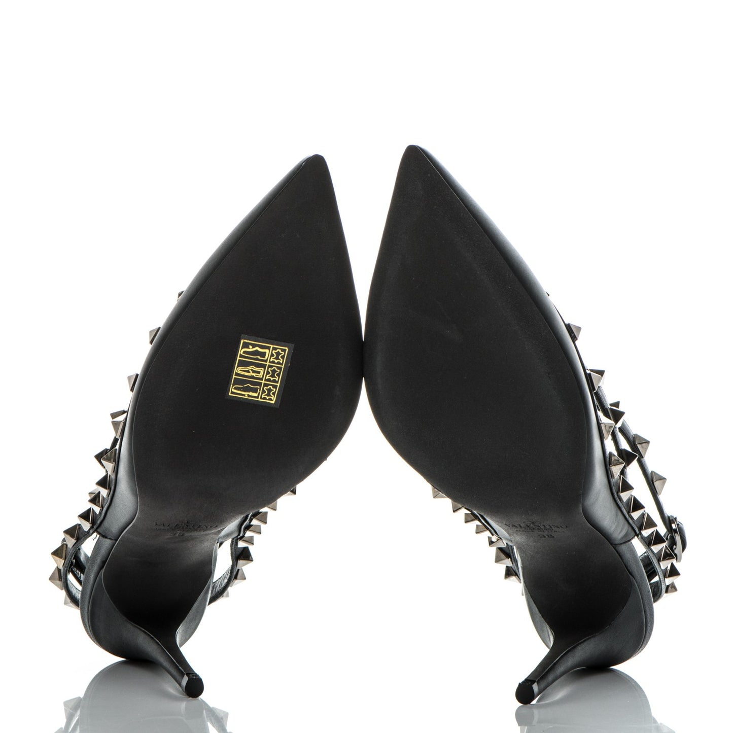 Nappa Rockstud Ankle Strap Pumps 38 Black