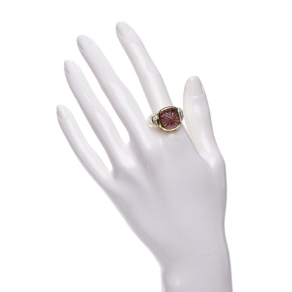 David Yurman Sterling Silver 18K Gold Diamond Carved Tourmaline 14mm Ring 59.5 9 2 of 4