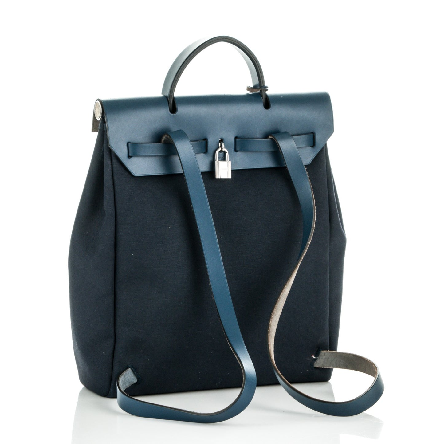 Toile Vache Calfskin Herbag 30 PM Backpack Navy Bleu