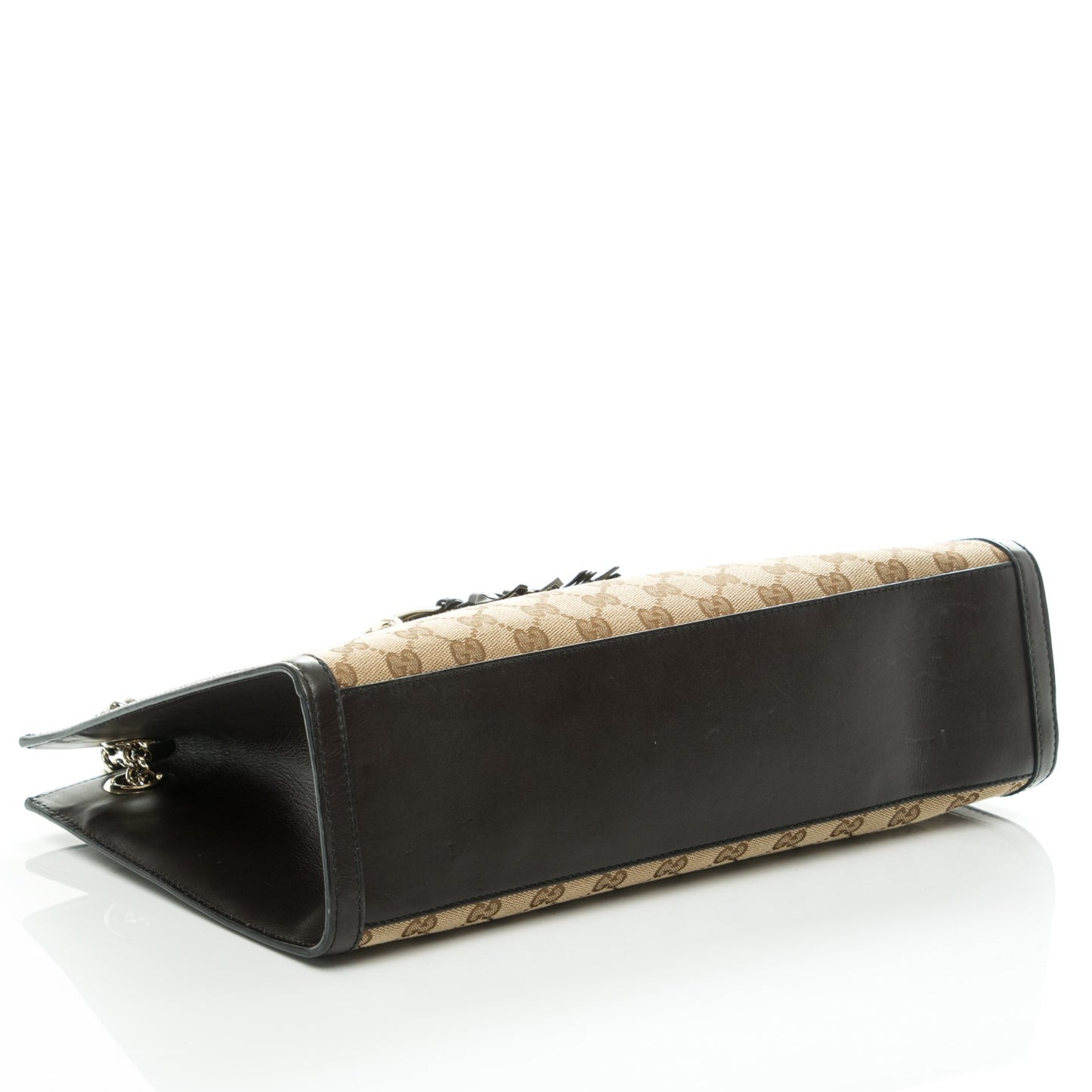 Monogram Margaux Calfskin Large Emily Chain Shoulder Bag Beige Ebony Cocoa
