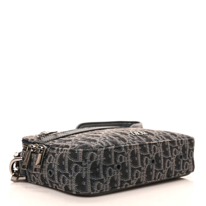 Christian Dior HOMME Oblique Jacquard Safari Messenger Navy Blue 4 of 8