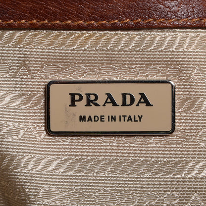 Prada Canapa Leather Foldover Satchel Bruciato 7 of 11