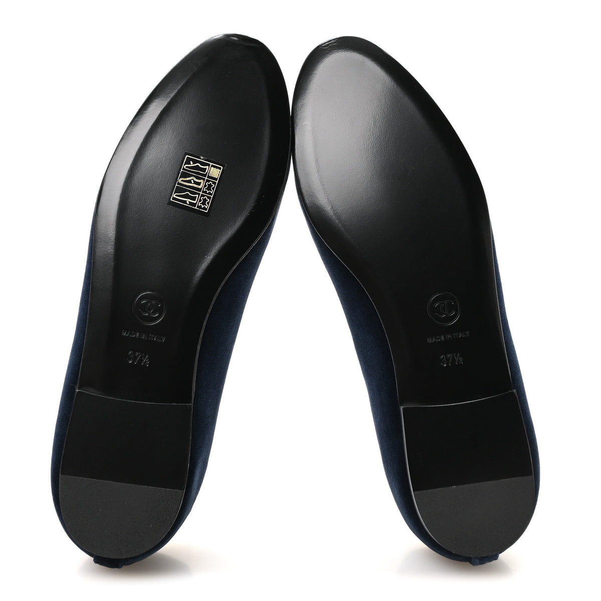 Velvet Grosgrain Cap Toe CC Ballerina Flats 37.5 Navy Black