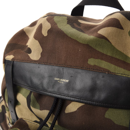 Saint Laurent Canvas Calfskin Camouflage Utilitarian Backpack Kaki Black 6 of 9