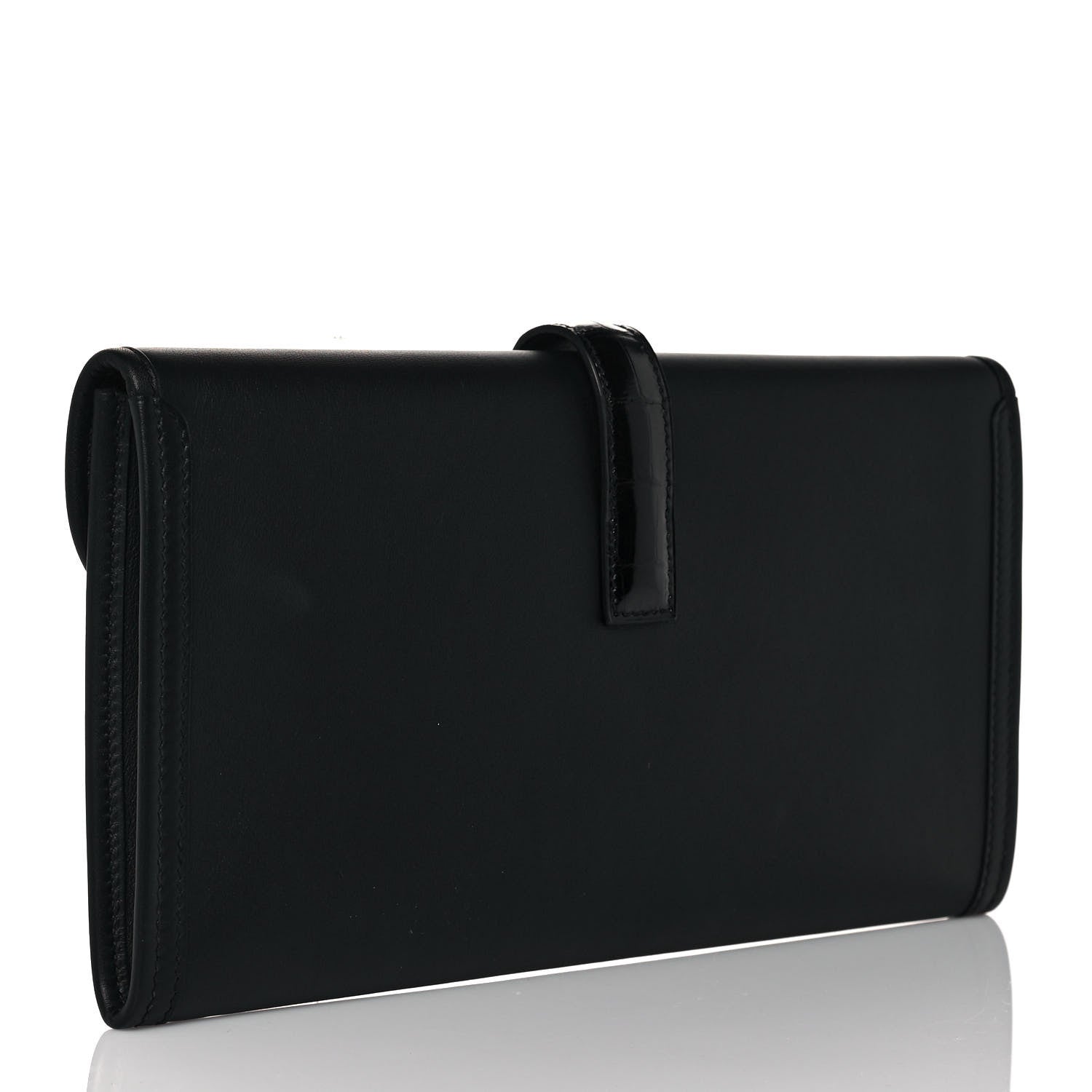 Hermes Swift Shiny Alligator Jige Elan 29 Touch Clutch Black 4 of 15