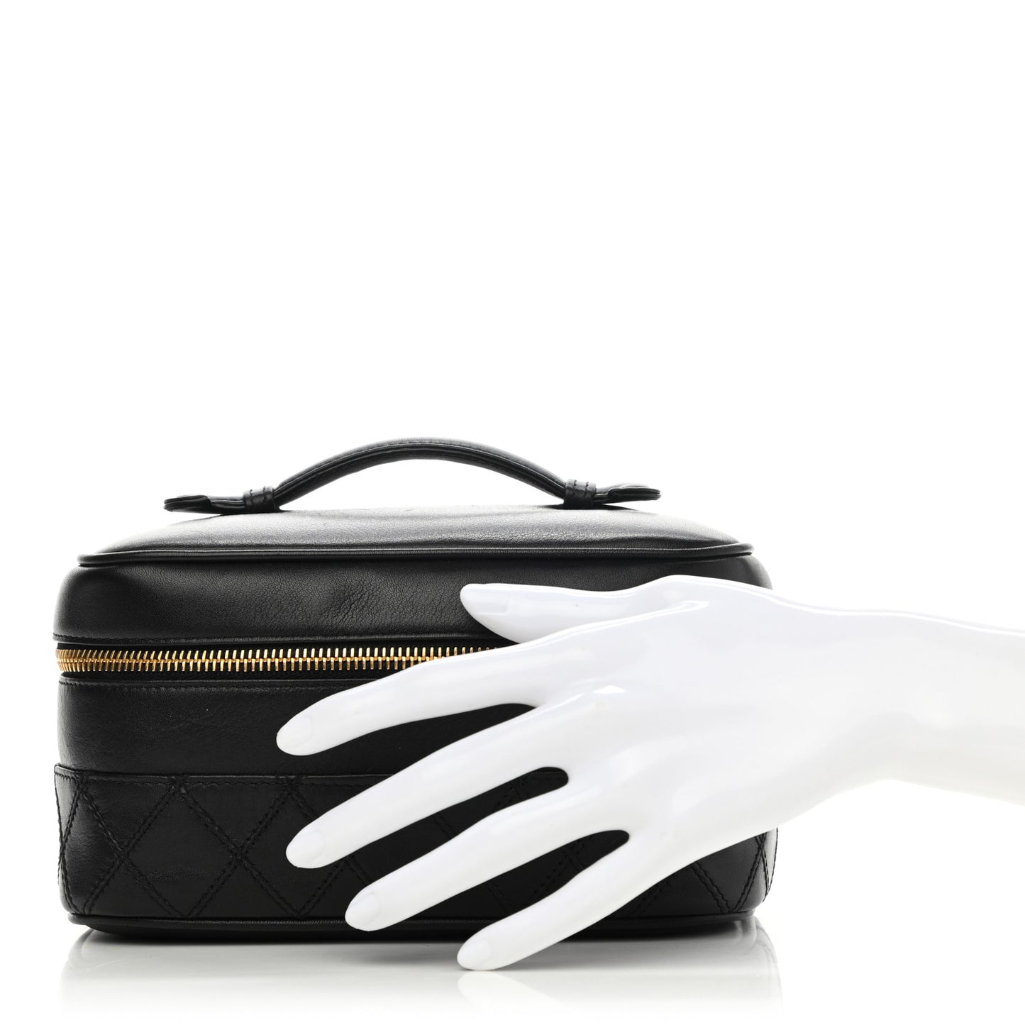 Lambskin Vanity Cosmetic Case Black