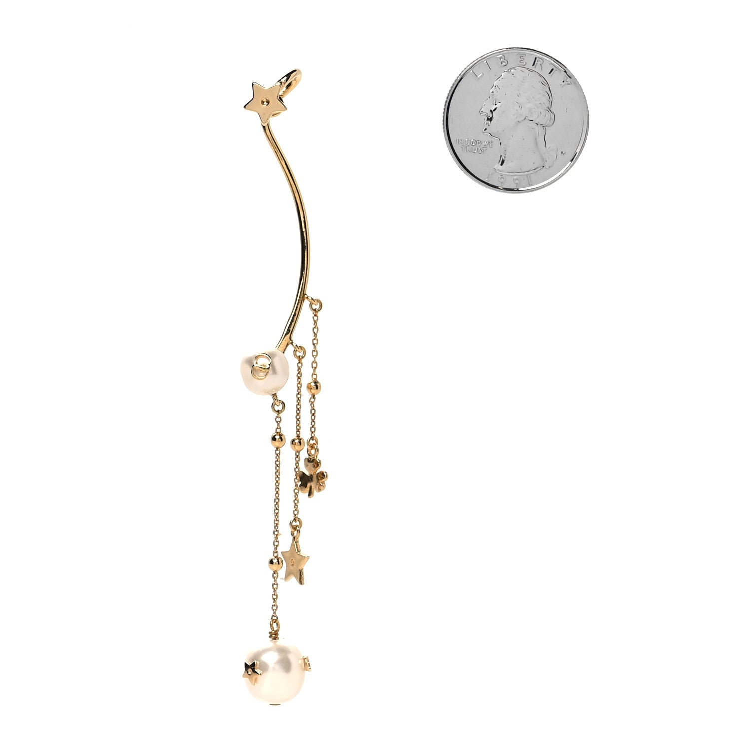 Christian Dior Pearl Shiny-D Earring Gold 2 of 3