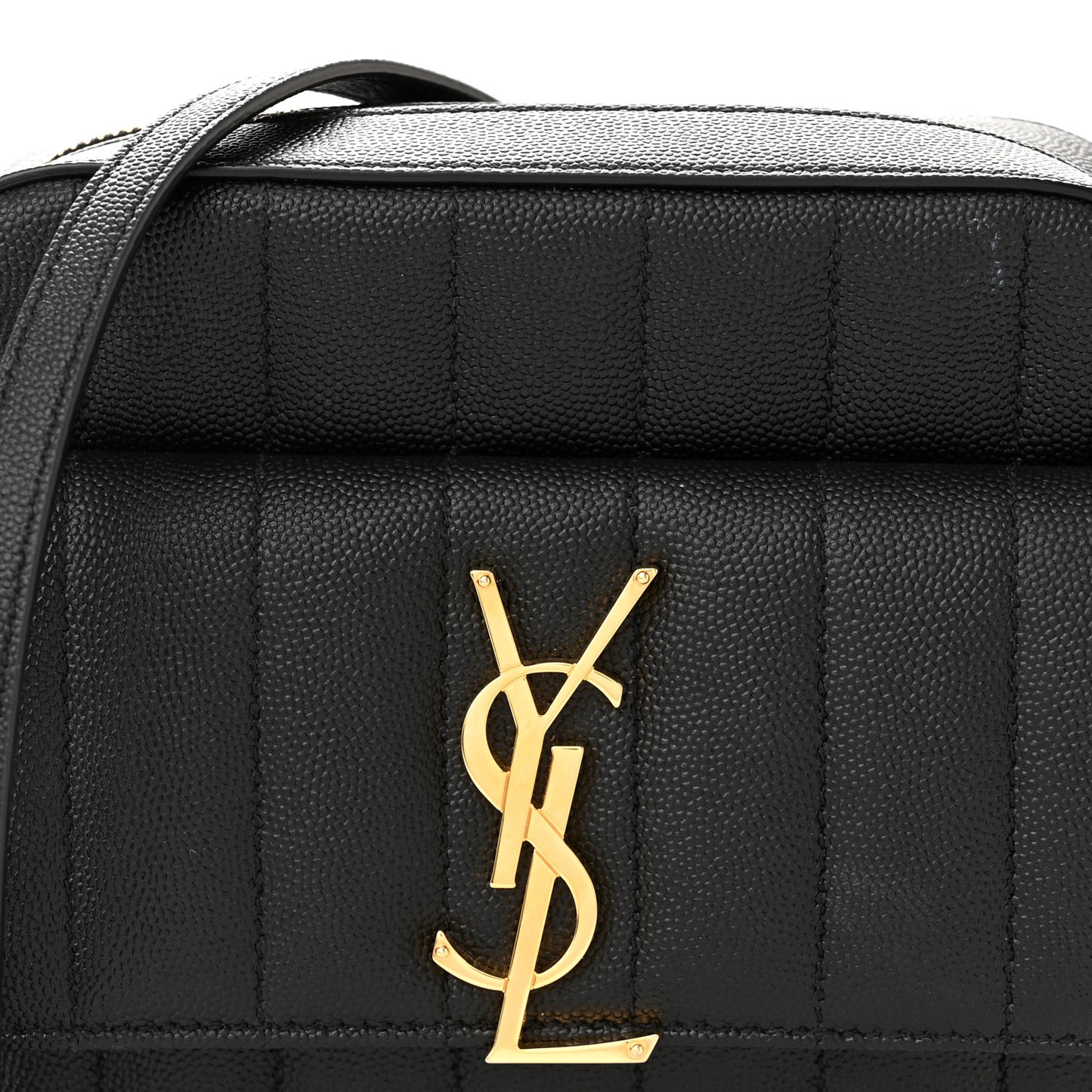 Grained De Poudre Matelasse Monogram Vicky Camera Bag Black