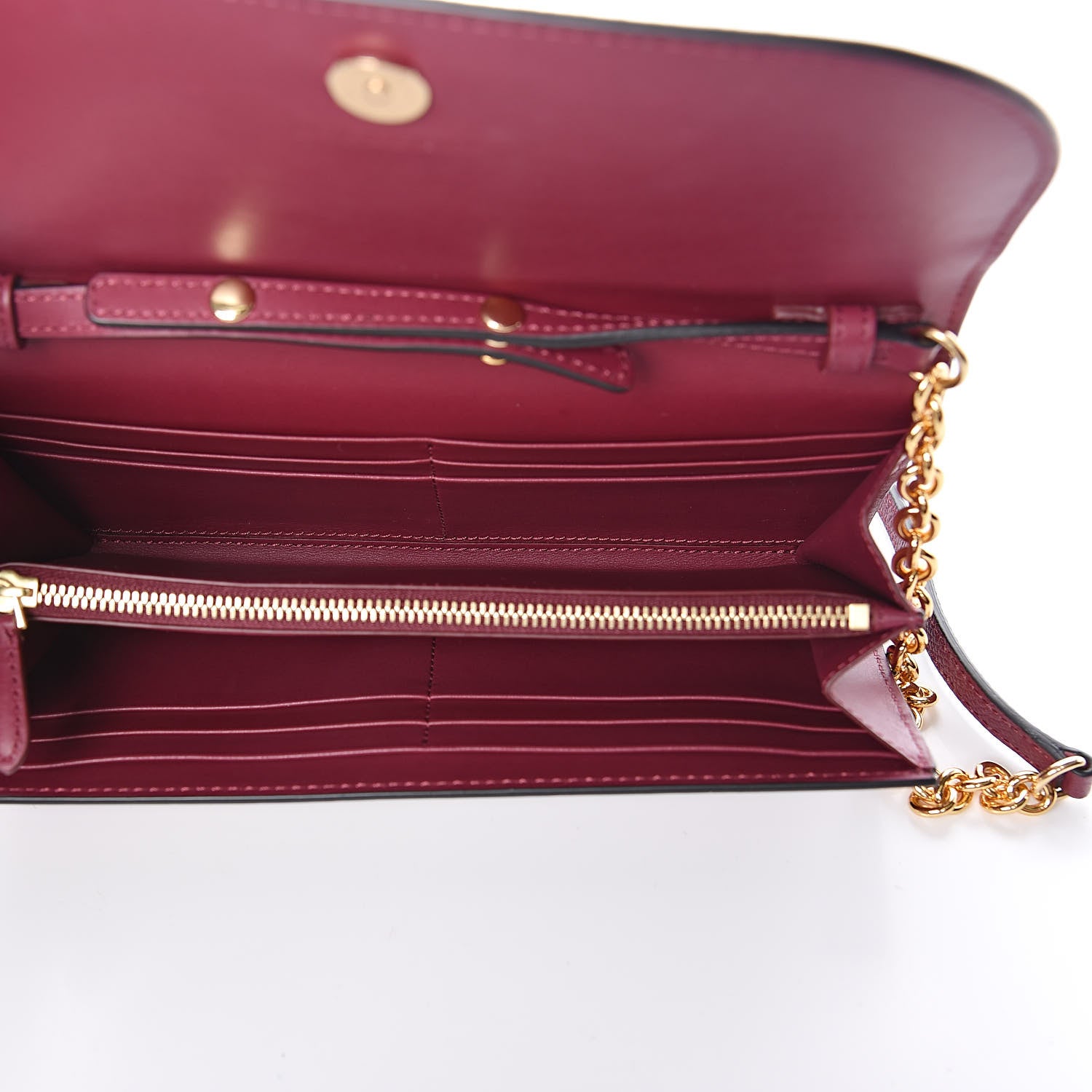 Burberry Grainy Calfskin Henley Wallet On Chain Burgundy 5 of 9
