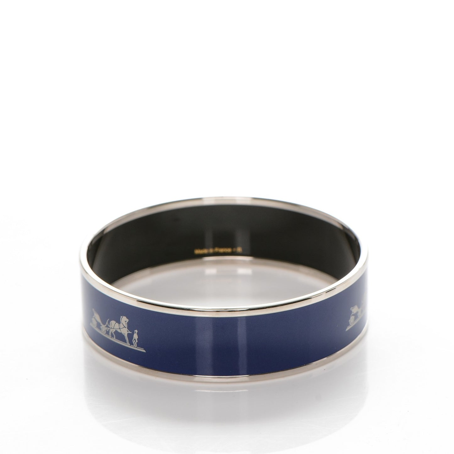 Enamel Printed Wide Caleche Bracelet 62 Bleu