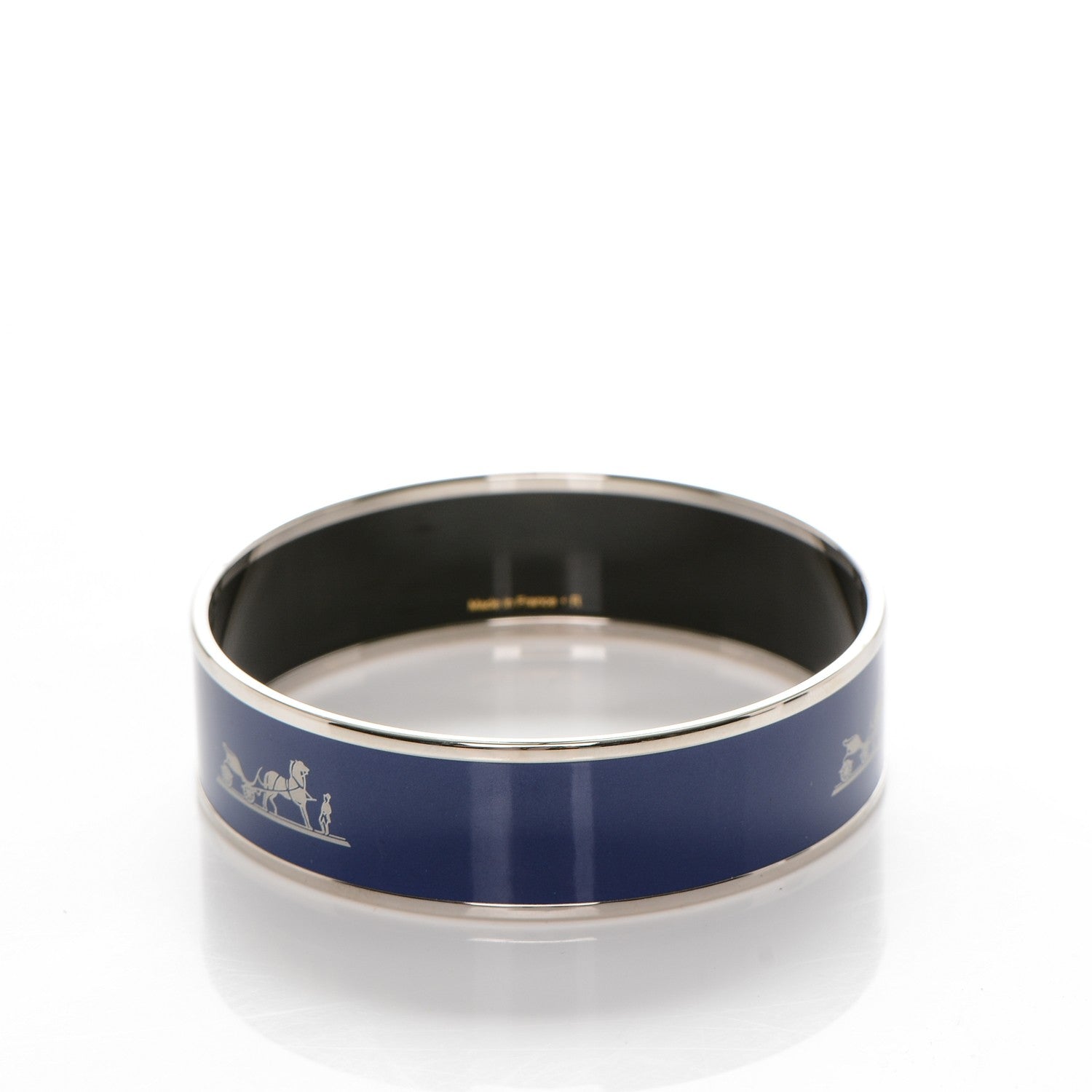 Hermes Enamel Printed Wide Caleche Bracelet 62 Bleu 6 of 6