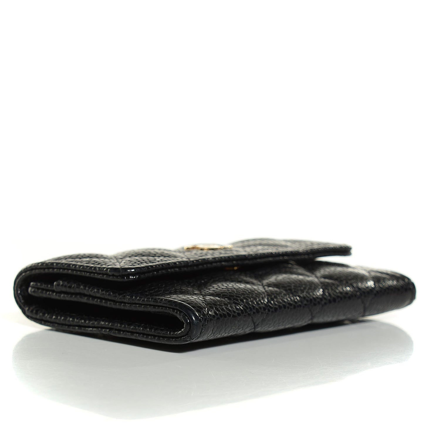 Caviar Quilted Flap Card Holder Black
