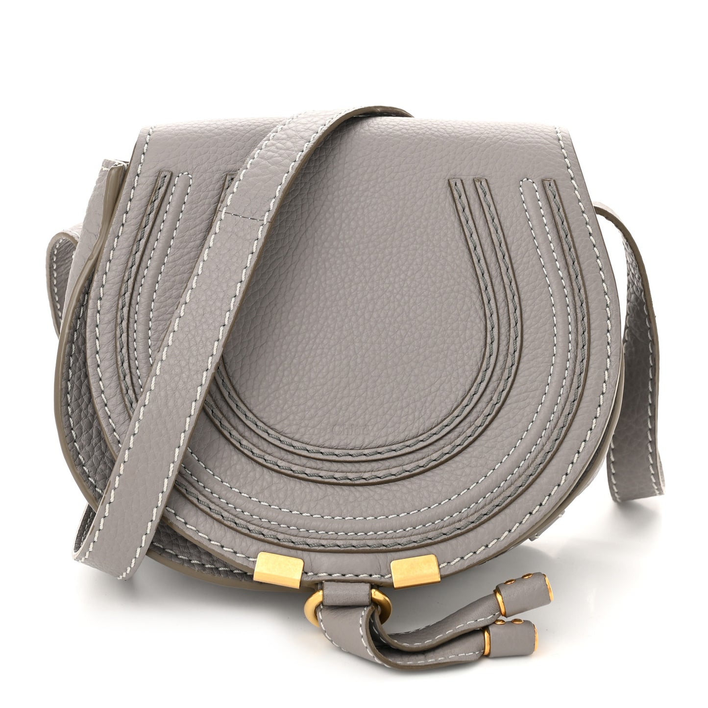 Grained Calfskin Small Marcie Saddle Bag Cashmere Grey