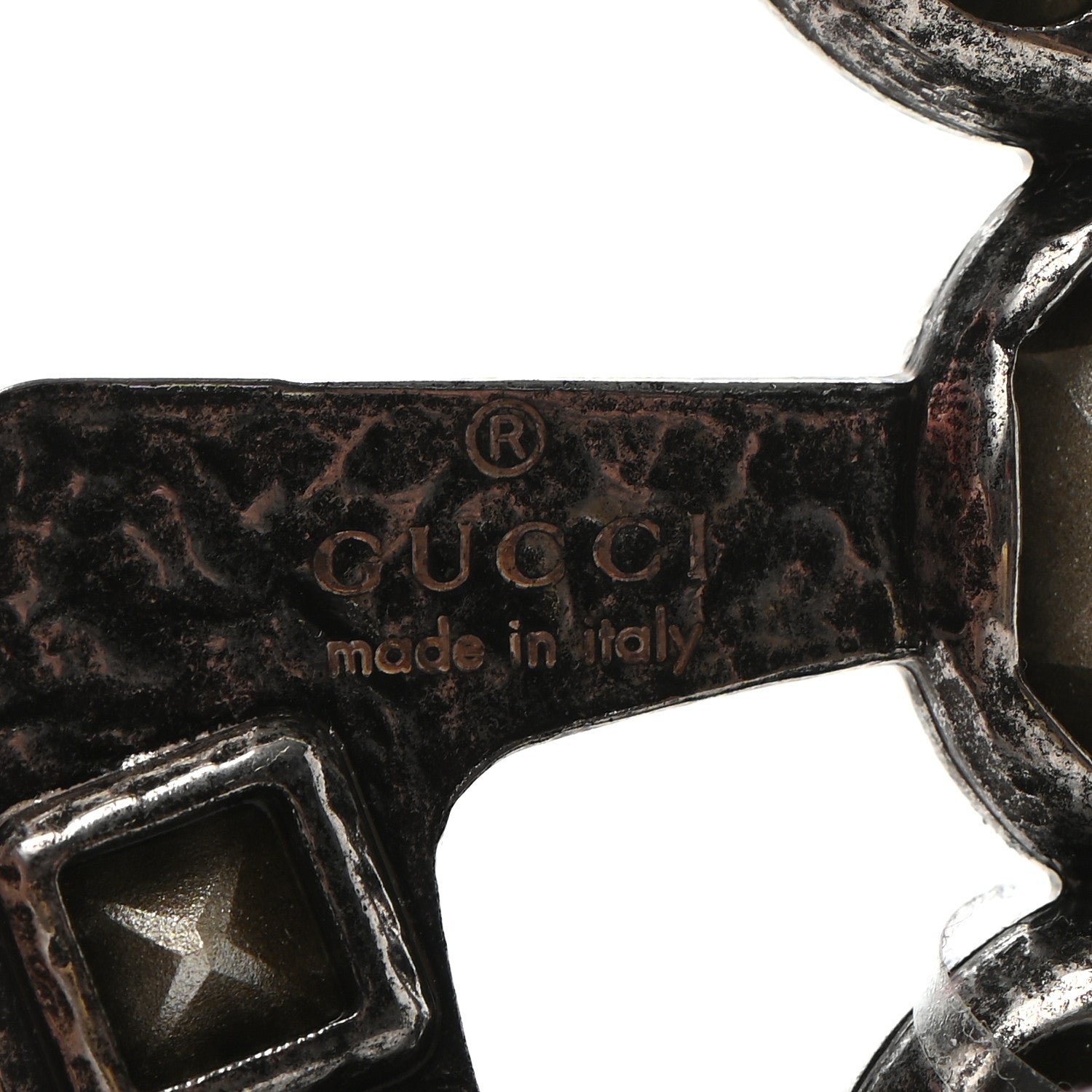 Gucci Metal Crystal Double G Brooch Silver 5 of 6