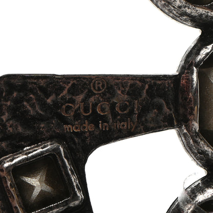 Gucci Metal Crystal Double G Brooch Silver 5 of 6