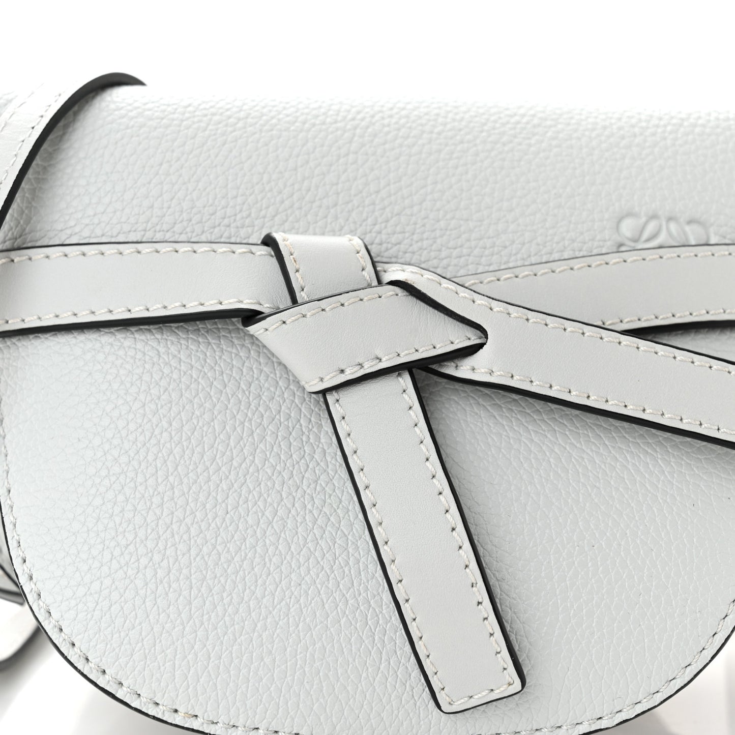 Pebble Grain Calfskin Mini Gate Bag Kaolin