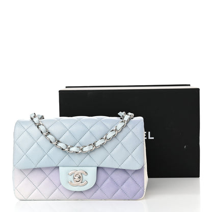 Chanel Perforated Lambskin Quilted Mini Rectangular Flap Light Blue Light Purple White 11 of 11