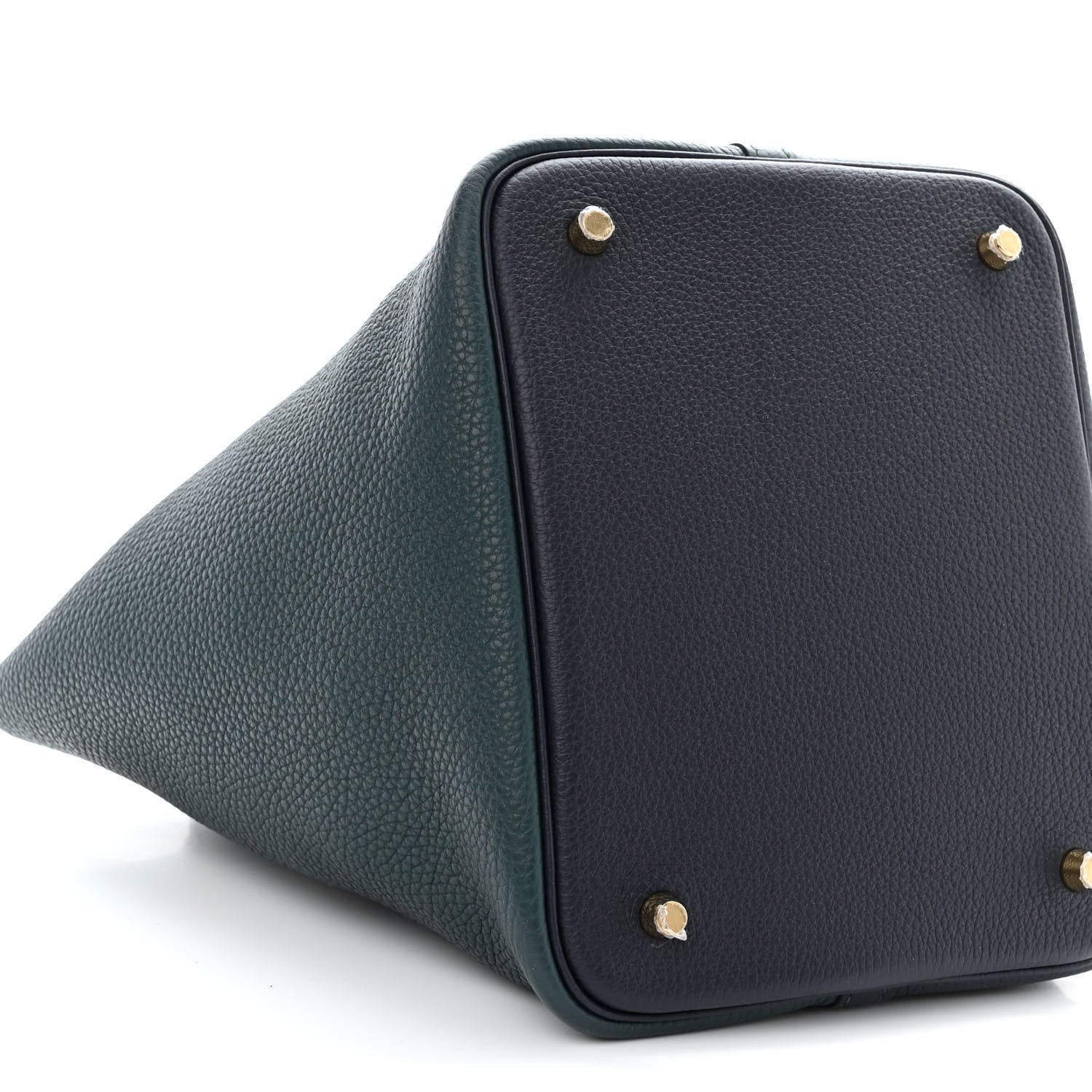 Hermes Taurillon Clemence Casaque Picotin Lock 22 MM Vert Cypres Bleu Nuit Black 9 of 12