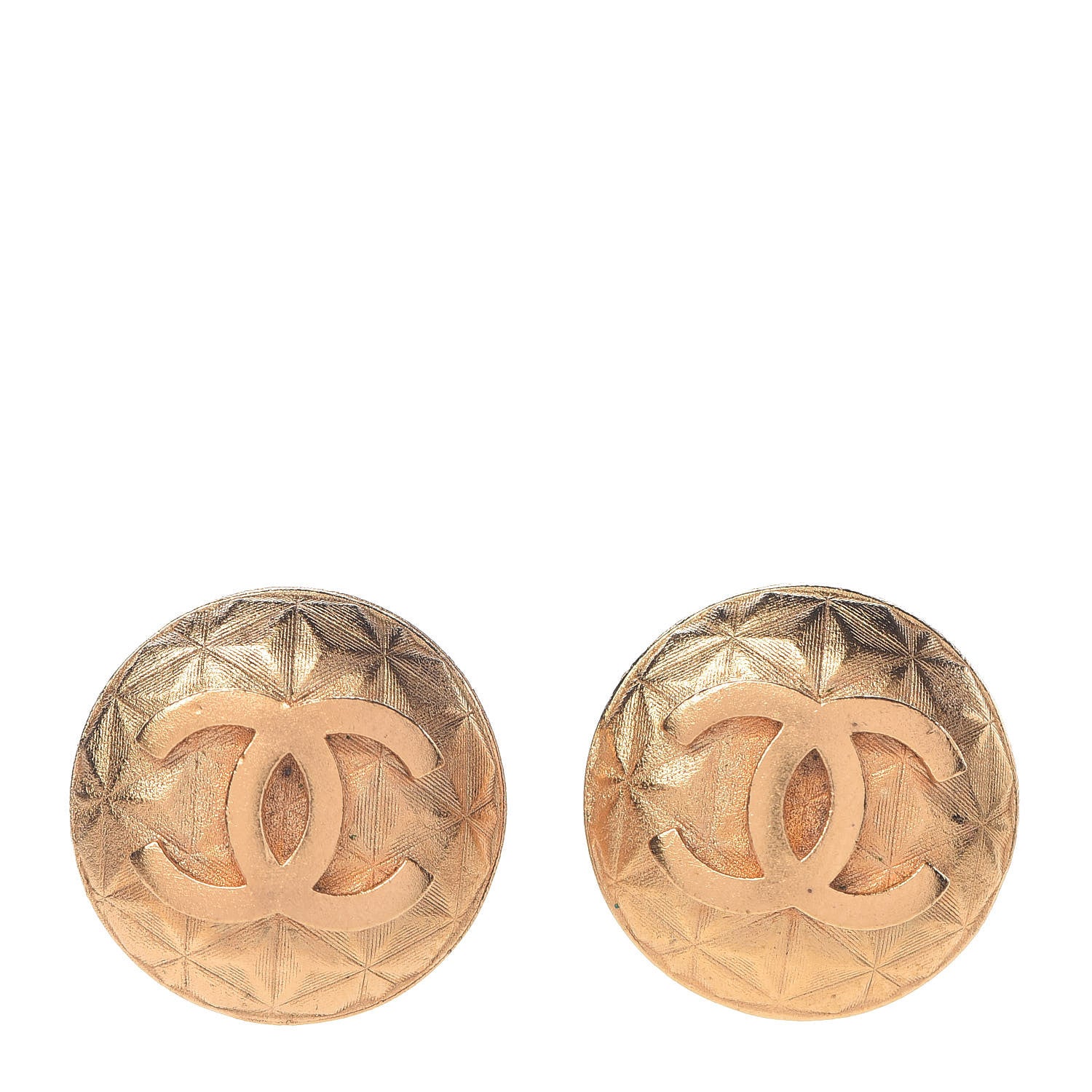 Chanel CC Button Clip On Earrings Gold 1 of 5