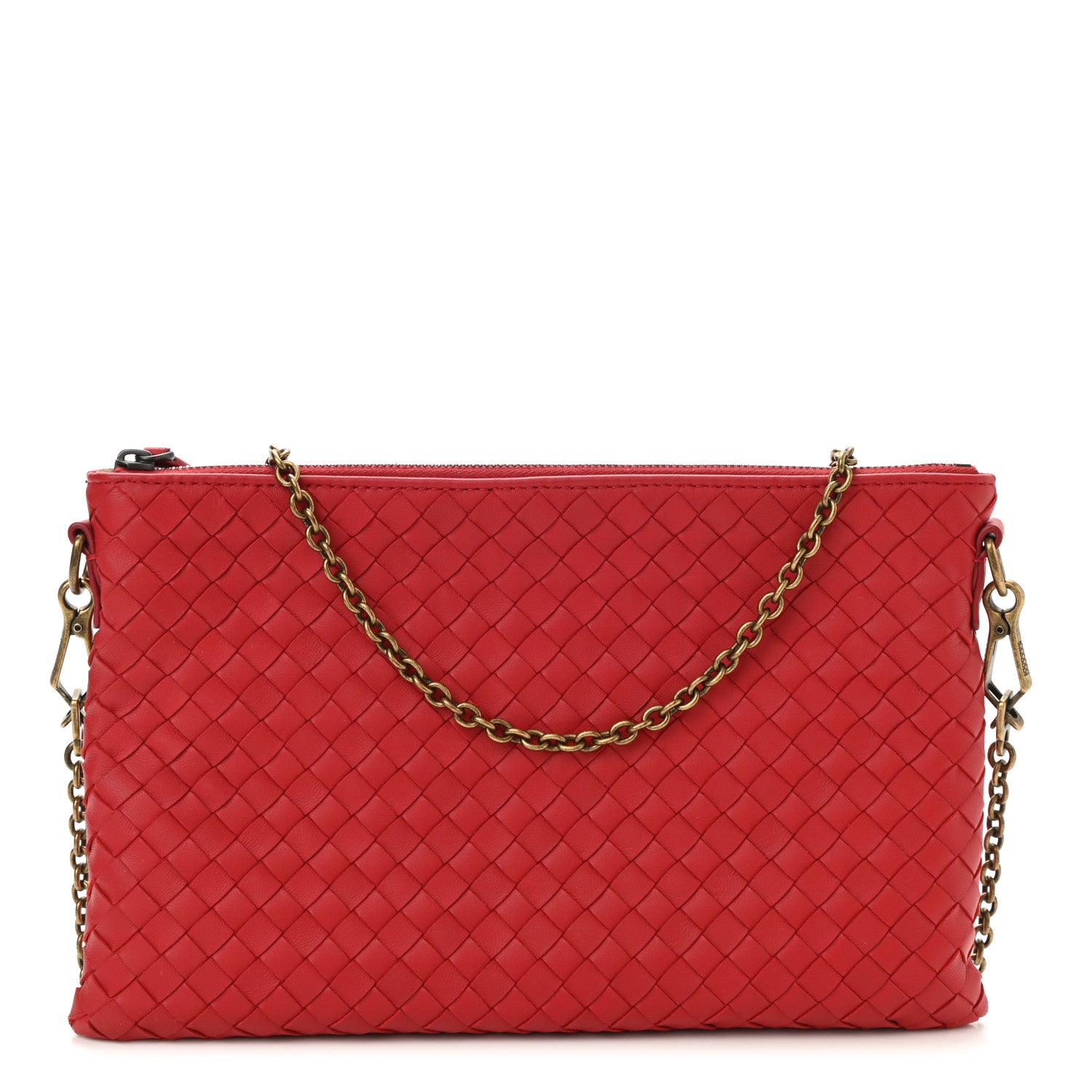Bottega Veneta Nappa Intrecciato Biletto Chain Crossbody Red 1 of 12