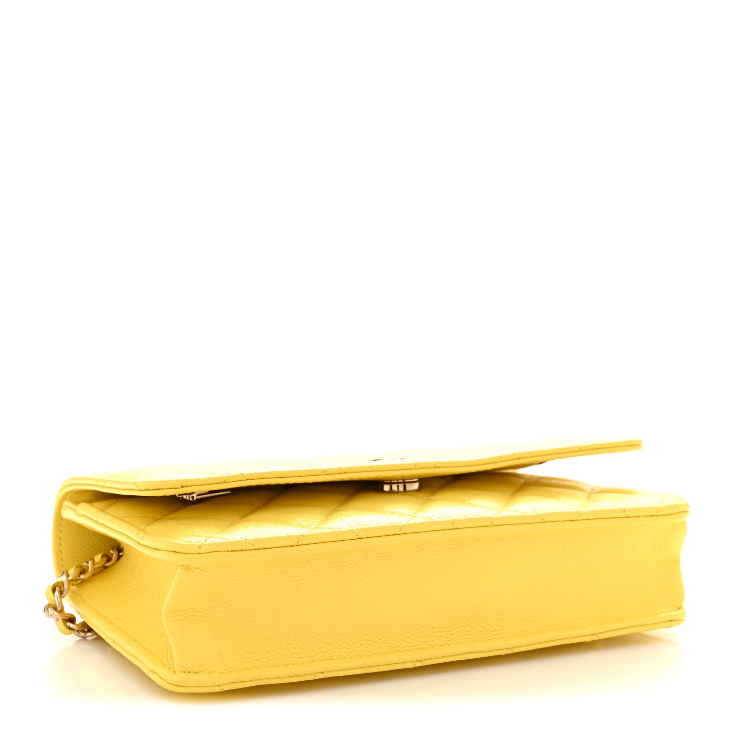 Chanel Caviar Quilted Wallet on Chain WOC Yellow 4 of 10
